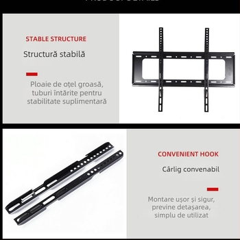 Suport TV LCD montat pe perete, cu două niveluri, încărcare peste 15 kg, construcție din fier, compatibil VESA 200×200 / 400×400 / 600×400