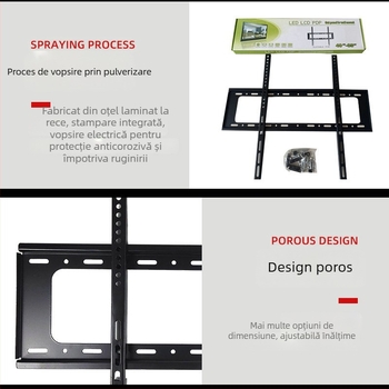 Suport TV LCD montat pe perete, cu două niveluri, încărcare peste 15 kg, construcție din fier, compatibil VESA 200×200 / 400×400 / 600×400