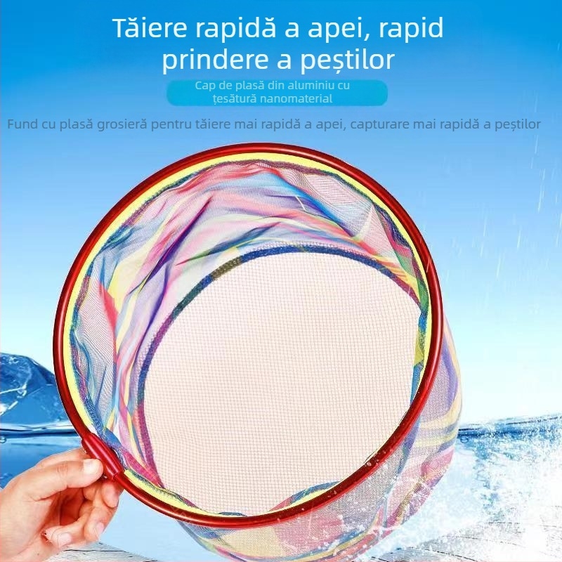 Cap de plasă circular pentru pescuit, din aliaj de aluminiu, plasă cu uscare rapidă, design nepliabil, încărcare 5–15 kg