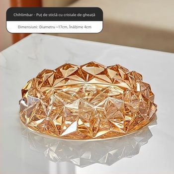 Scrumieră din sticlă cristal pentru sufragerie și birou, decor cu design inspirat de diamant, brand Shengfa, imprimare logo la cerere, protecție anti-împrăștie cenușă