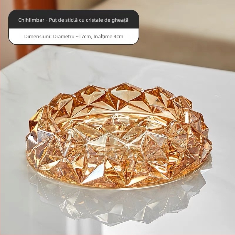Scrumieră din sticlă cristal pentru sufragerie și birou, decor cu design inspirat de diamant, brand Shengfa, imprimare logo la cerere, protecție anti-împrăștie cenușă