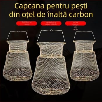 Mengda coș pliabil pentru pește din sârmă de oțel, material Hercules Line
