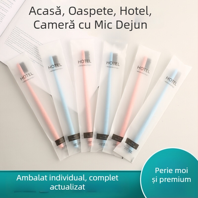 Periuță de dinți de unică folosință, cu peri moi, cărbune din bambus, pentru adulți; biodegradabil, design 69850.