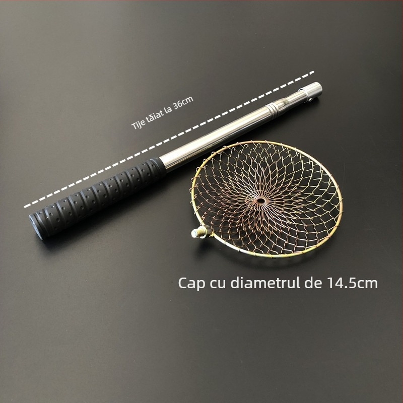 Land War Brigade Lingură galvanizată pentru pescuit pe gheață, cu cap de tijă metalică și plasă de gheață