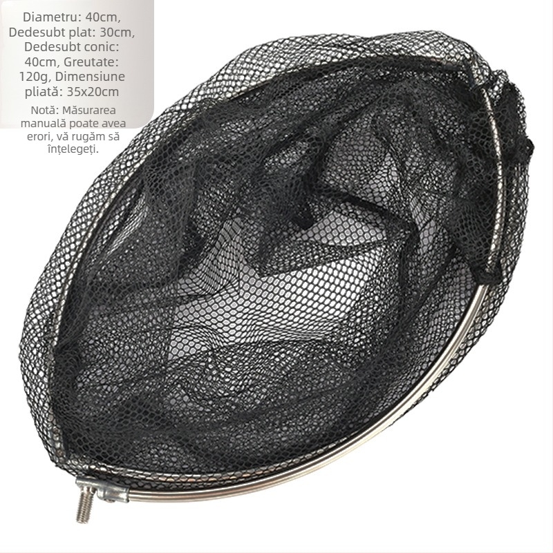 Cap de plasă de pescuit din oțel inoxidabil, pliabil, cu ochi mare
