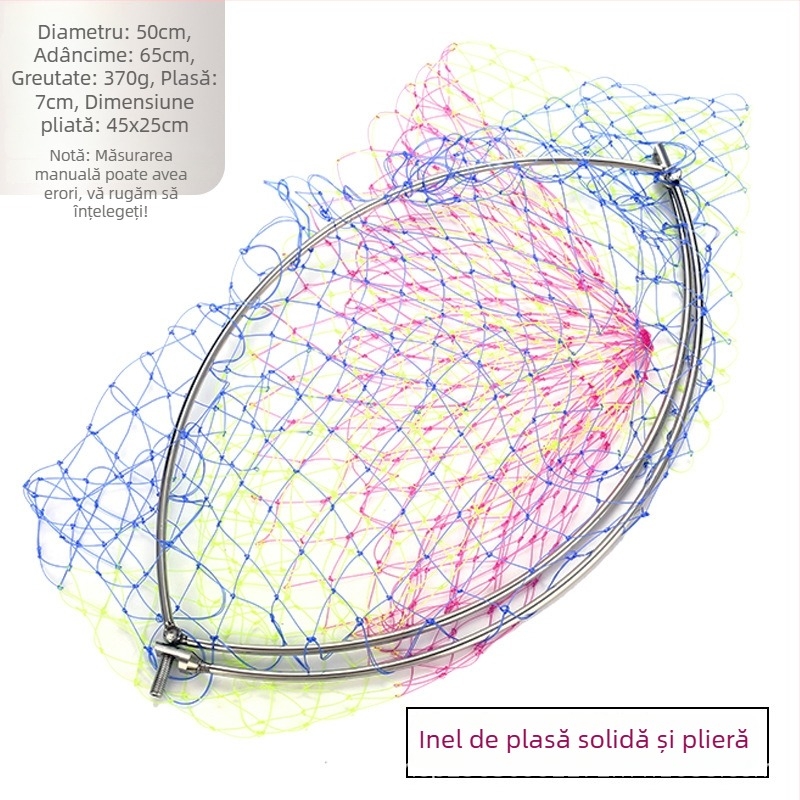 Cap de plasă de pescuit din oțel inoxidabil, pliabil, cu ochi mare