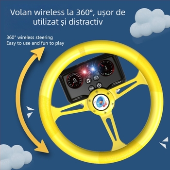 Volan de jucărie cu lumini pentru copii - simulare de conducere cu muzică/voce, plastic, alimentare cu baterii, memorie până la 1 GB, vârsta 4-6 ani
