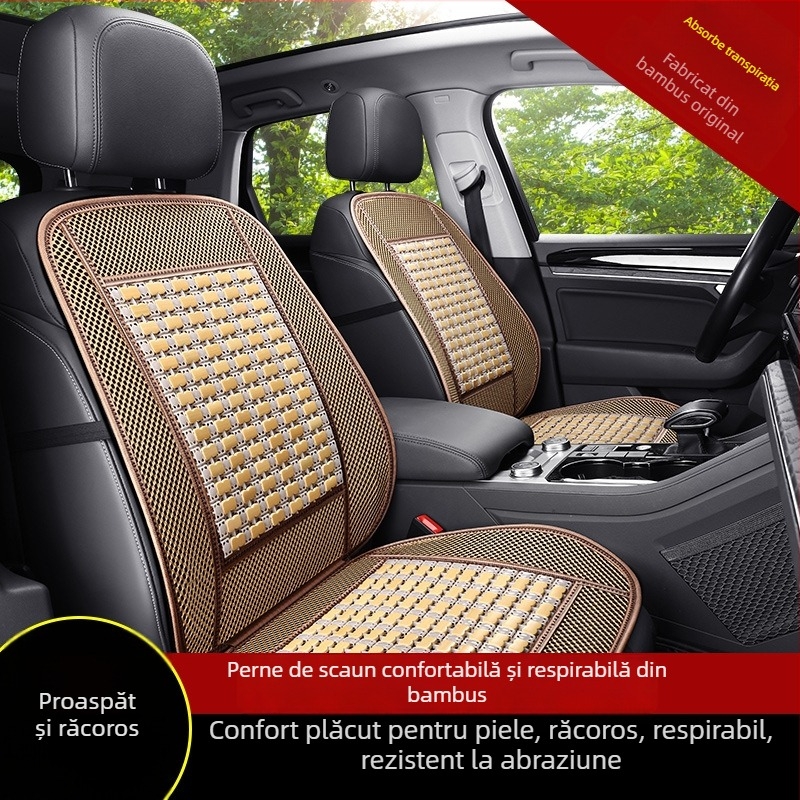 Perne pentru scaun auto din bambus, vară, respirabilă, universală, într-o singură bucată