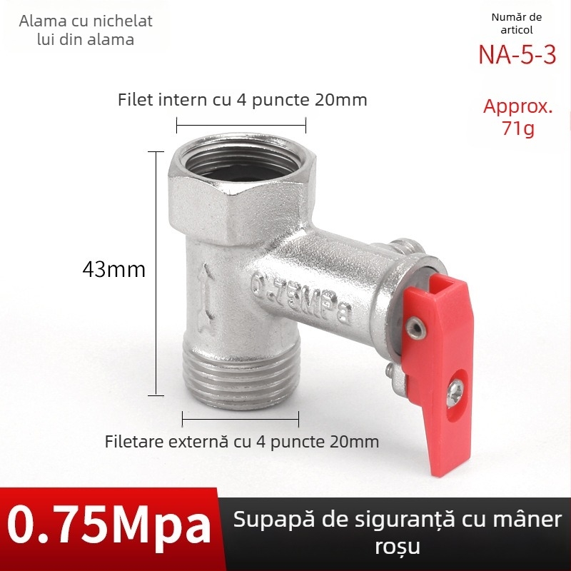 Valvă de siguranță pentru boilerul electric de apă — cupru, Hongying, eliberare presiune, design modern minimalist