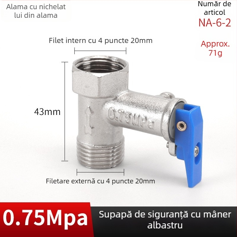 Valvă de siguranță pentru boilerul electric de apă — cupru, Hongying, eliberare presiune, design modern minimalist