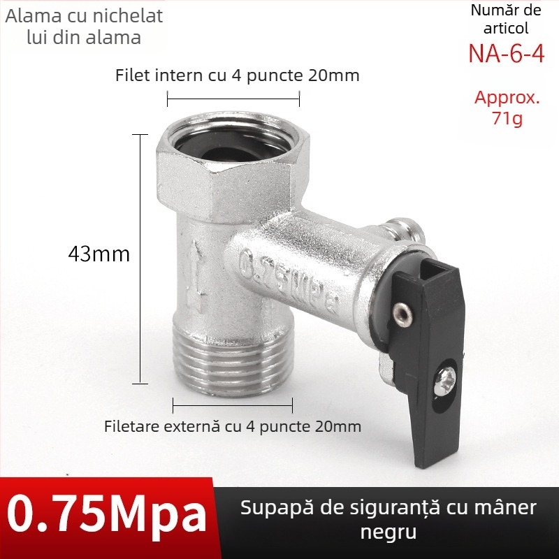 Valvă de siguranță pentru boilerul electric de apă — cupru, Hongying, eliberare presiune, design modern minimalist