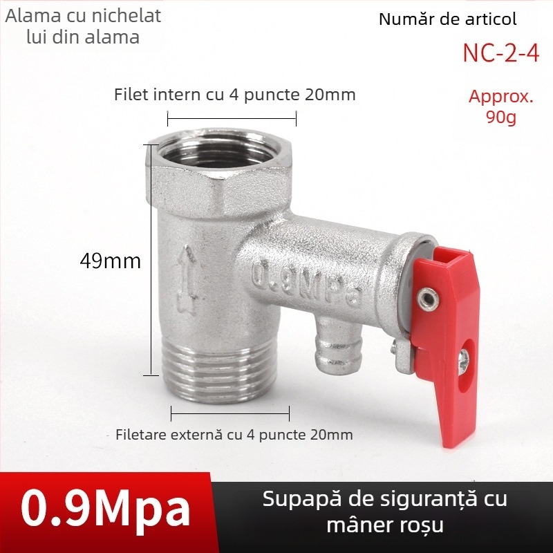Valvă de siguranță pentru boilerul electric de apă — cupru, Hongying, eliberare presiune, design modern minimalist