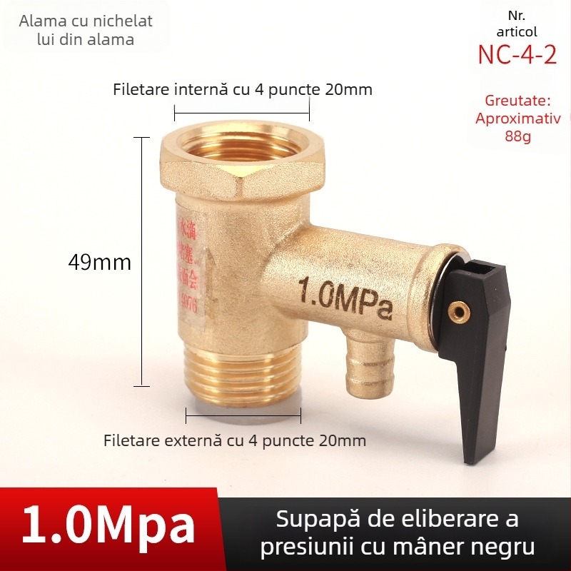 Valvă de siguranță pentru boilerul electric de apă — cupru, Hongying, eliberare presiune, design modern minimalist
