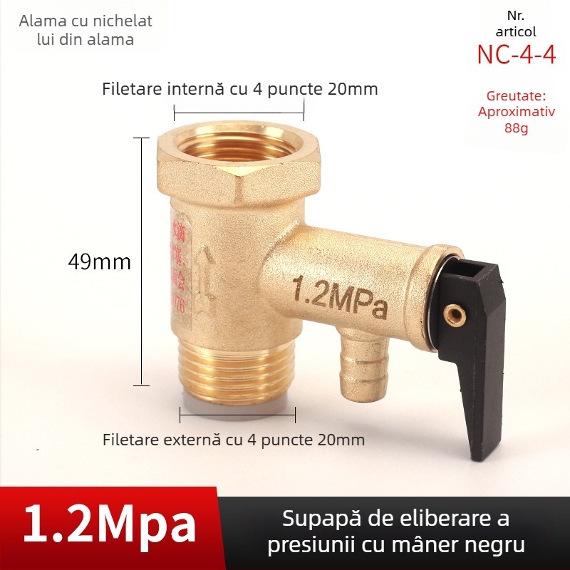Valvă de siguranță pentru boilerul electric de apă — cupru, Hongying, eliberare presiune, design modern minimalist