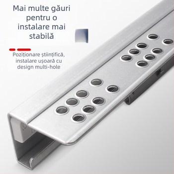 Ghidaj pentru sertar cu amortizor, model ascuns cu două secțiuni, construcție din oțel, stil modern minimalist