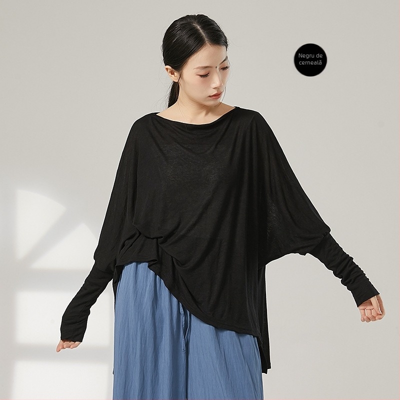 Îmbrăcăminte modernă de dans pentru femei, croială lejeră, top cu mâneci lungi, țesătură poliesterică