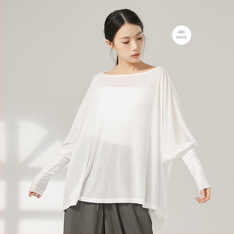 Îmbrăcăminte modernă de dans pentru femei, croială lejeră, top cu mâneci lungi, țesătură poliesterică