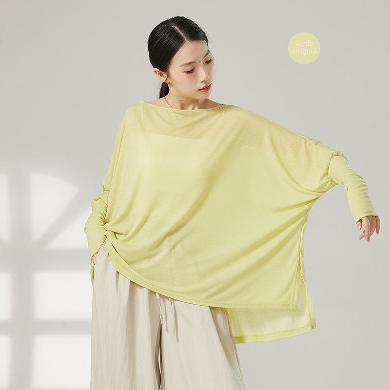 Îmbrăcăminte modernă de dans pentru femei, croială lejeră, top cu mâneci lungi, țesătură poliesterică