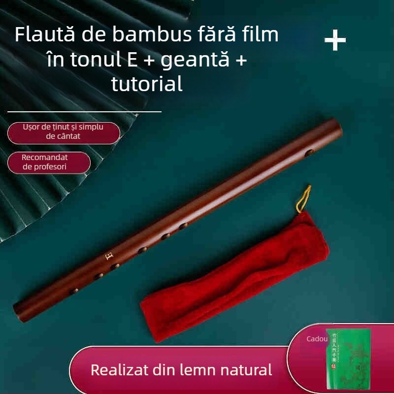 Flaută piccolo, corp din bambus, modelul 200, pentru începători, include husă din flanelă.