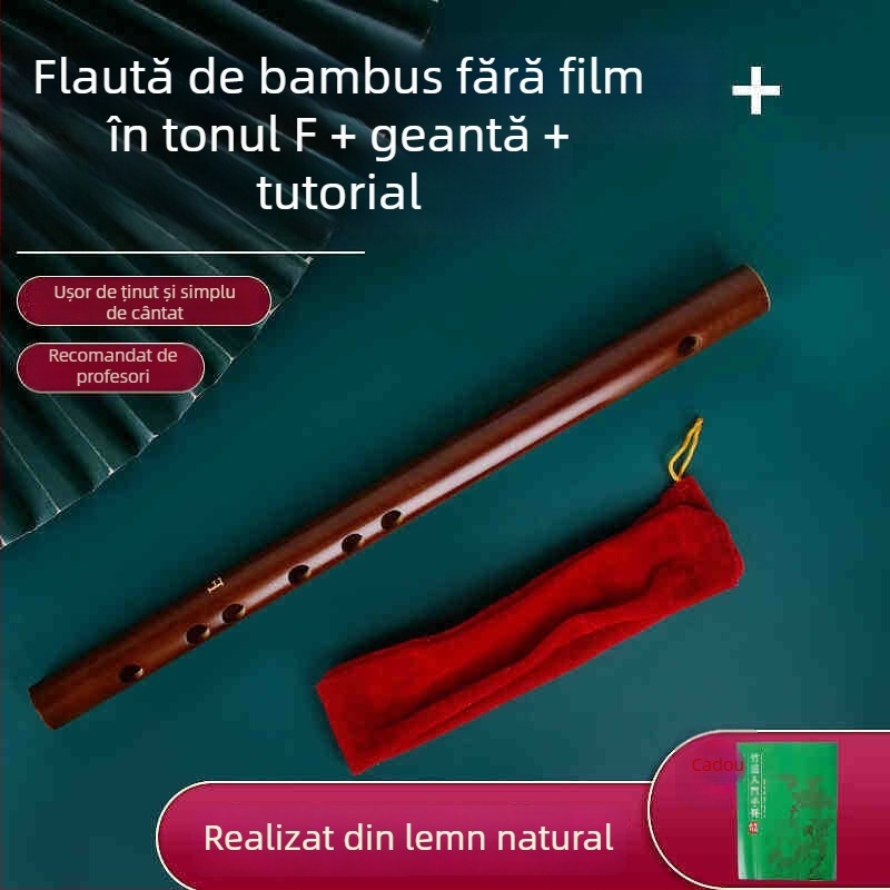 Flaută piccolo, corp din bambus, modelul 200, pentru începători, include husă din flanelă.