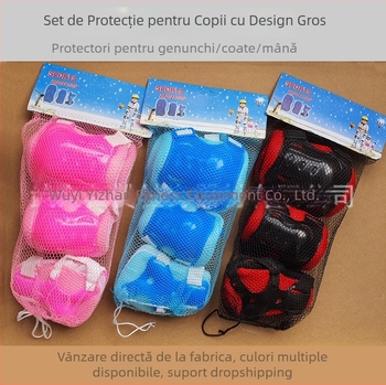 Set de protecție pentru copii, 6 piese, pentru role skating, protecții pentru palmă, încheietură, cot și genunchi; pentru copii; brand Super Cool; ambalaj: 100 seturi