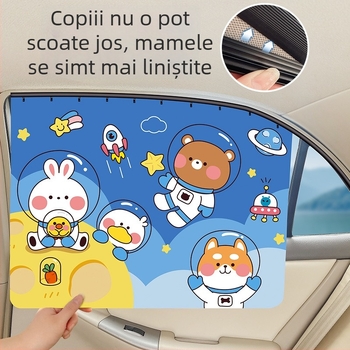 Cortină de umbrire pentru geamul mașinii, cu șină glisantă încorporată; poliester gros opac; tip suspendat; potrivire generală
