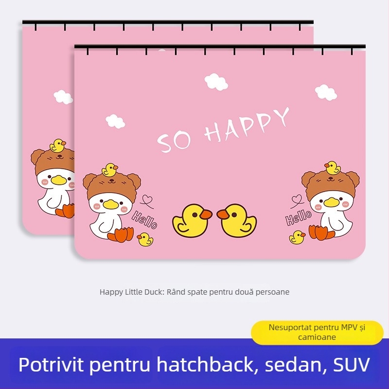 Cortină de umbrire pentru geamul mașinii, cu șină glisantă încorporată; poliester gros opac; tip suspendat; potrivire generală