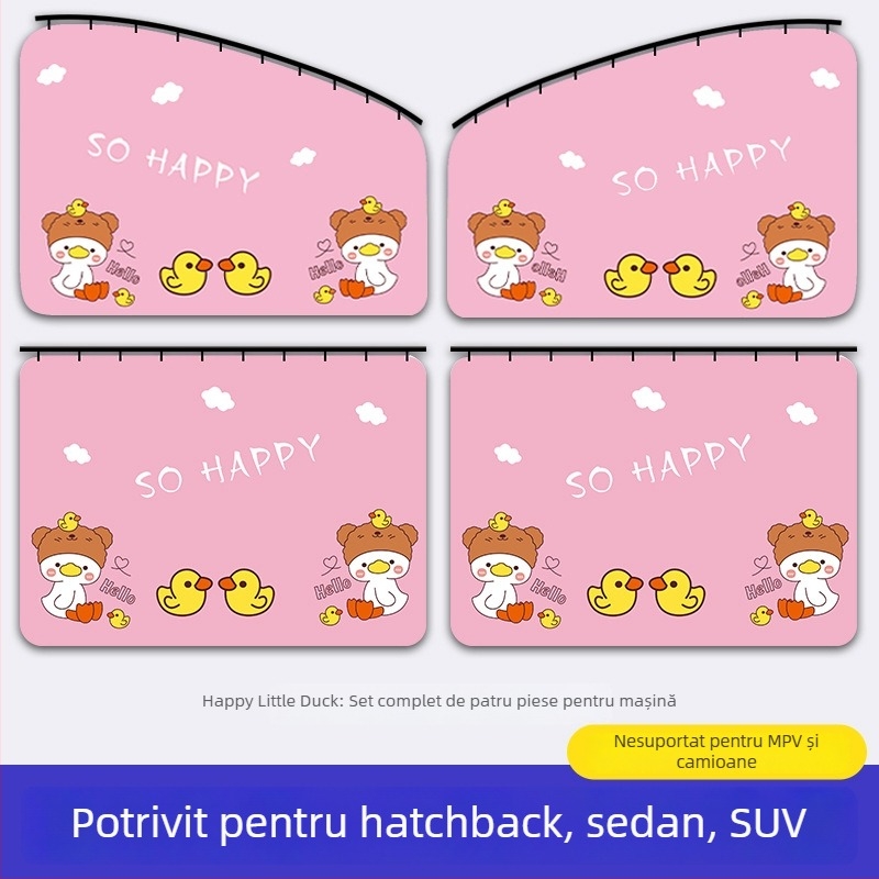 Cortină de umbrire pentru geamul mașinii, cu șină glisantă încorporată; poliester gros opac; tip suspendat; potrivire generală