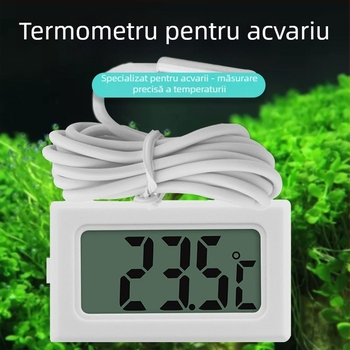 LX Termometru digital pentru acvariu cu afișaj LCD, sondă impermeabilă de 1 m, rezoluție 0,1°C
