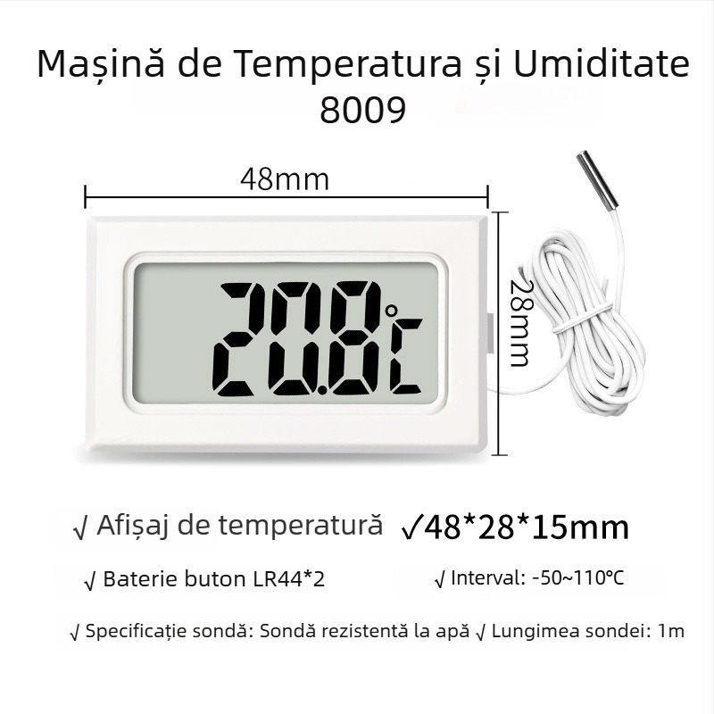 LX Termometru digital pentru acvariu cu afișaj LCD, sondă impermeabilă de 1 m, rezoluție 0,1°C