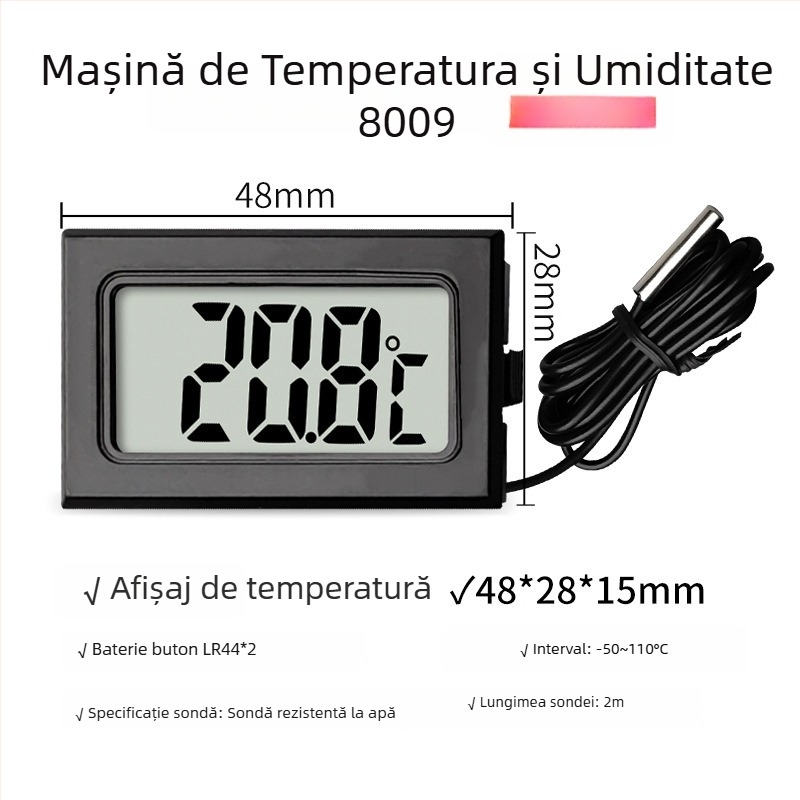 LX Termometru digital pentru acvariu cu afișaj LCD, sondă impermeabilă de 1 m, rezoluție 0,1°C