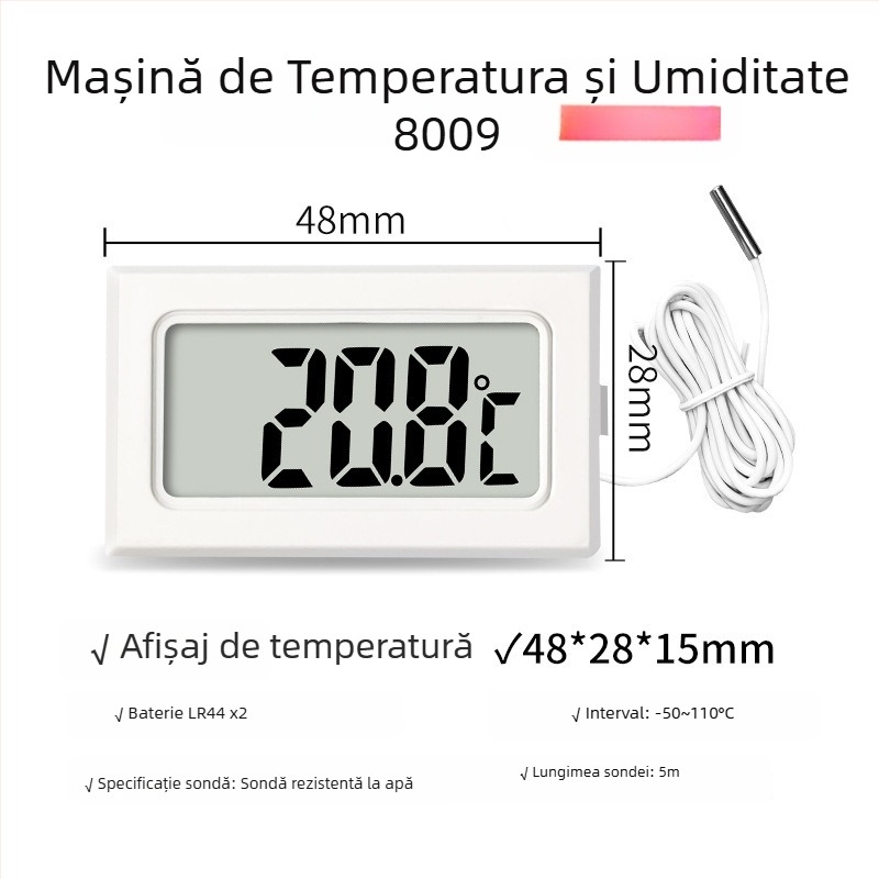 LX Termometru digital pentru acvariu cu afișaj LCD, sondă impermeabilă de 1 m, rezoluție 0,1°C