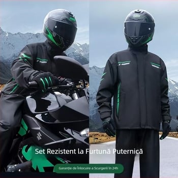 Set despărțit de geacă impermeabilă și pantaloni pentru motocicletă, poliester impermeabil cu strat PU, pentru adulți