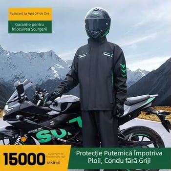 Set despărțit de geacă impermeabilă și pantaloni pentru motocicletă, poliester impermeabil cu strat PU, pentru adulți