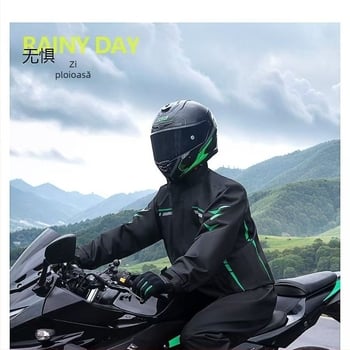 Set despărțit de geacă impermeabilă și pantaloni pentru motocicletă, poliester impermeabil cu strat PU, pentru adulți