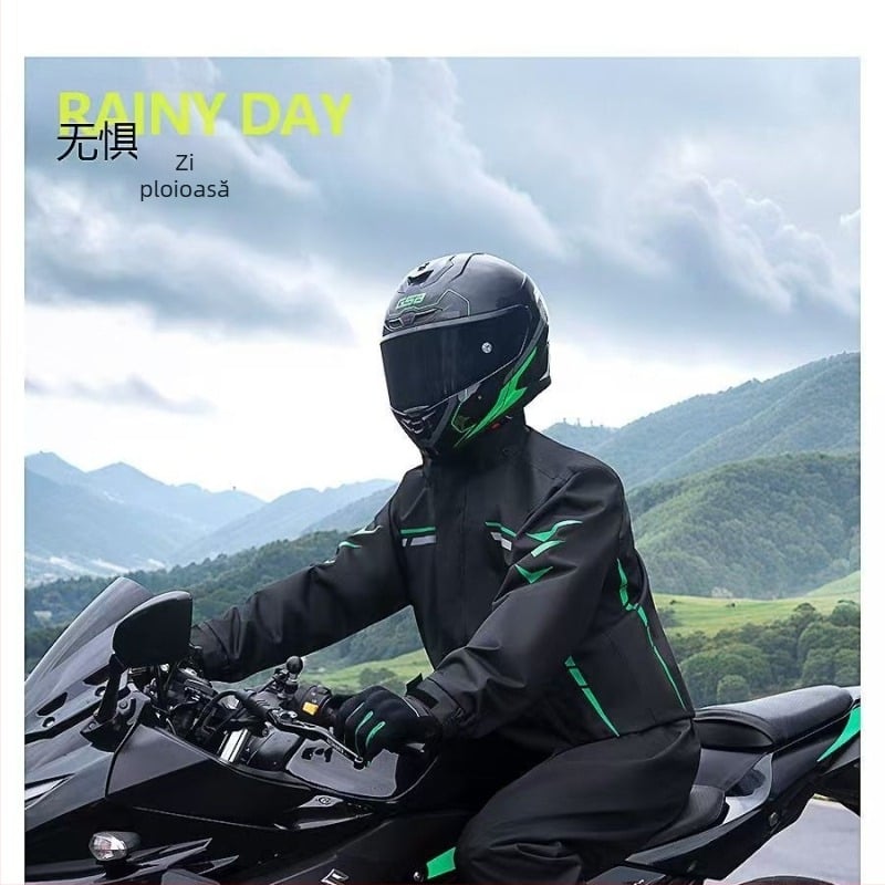 Set despărțit de geacă impermeabilă și pantaloni pentru motocicletă, poliester impermeabil cu strat PU, pentru adulți