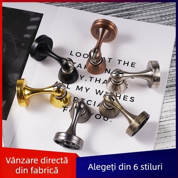 Stoper de ușă din aliaj de zinc, utilizare duală — montaj pe perete sau podea, magnet ascuns, model X005, finisaj electroplacat