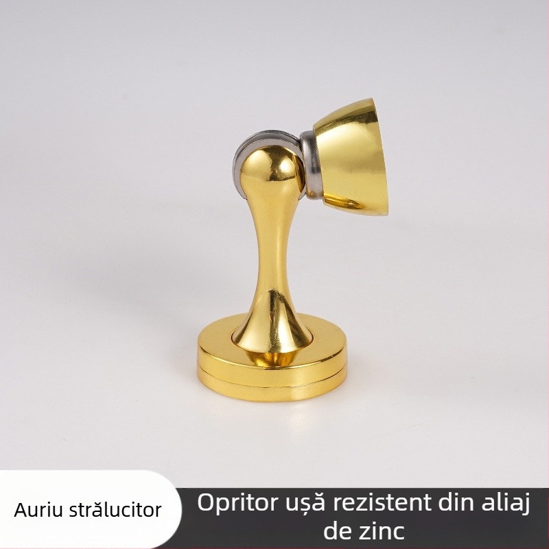 Stoper de ușă din aliaj de zinc, utilizare duală — montaj pe perete sau podea, magnet ascuns, model X005, finisaj electroplacat