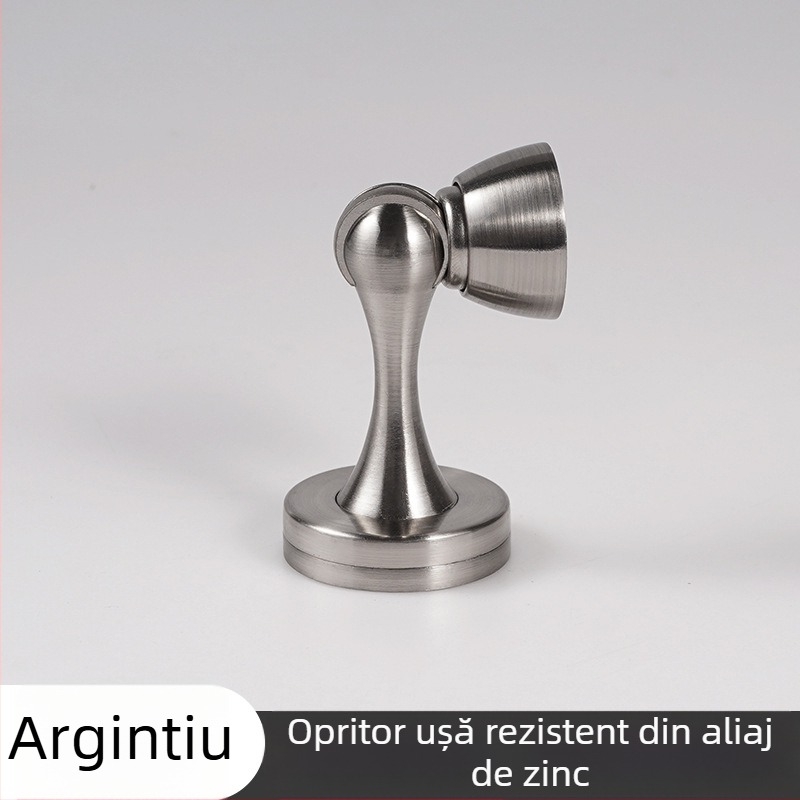 Stoper de ușă din aliaj de zinc, utilizare duală — montaj pe perete sau podea, magnet ascuns, model X005, finisaj electroplacat