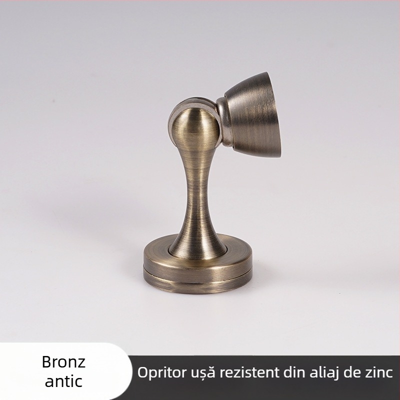 Stoper de ușă din aliaj de zinc, utilizare duală — montaj pe perete sau podea, magnet ascuns, model X005, finisaj electroplacat