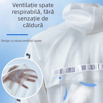 Pelerină impermeabilă split pentru adulți Haixiang, țesătură PVC, transparentă cu benzi reflectorizante, logo personalizat