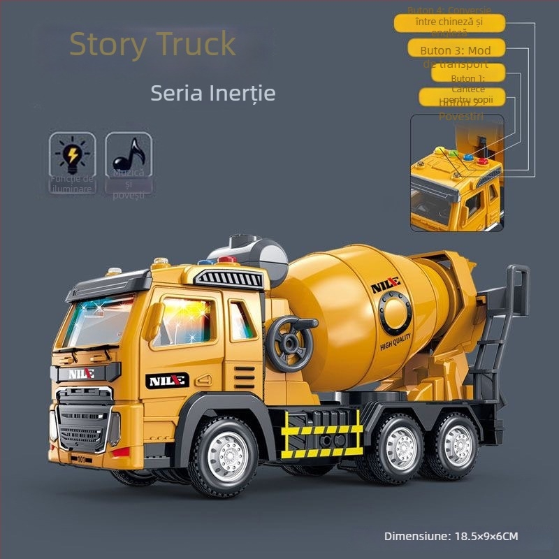 Story Machine vehicul educațional de inginerie, jucărie cu lumini și muzică, alimentat cu baterii, din plastic