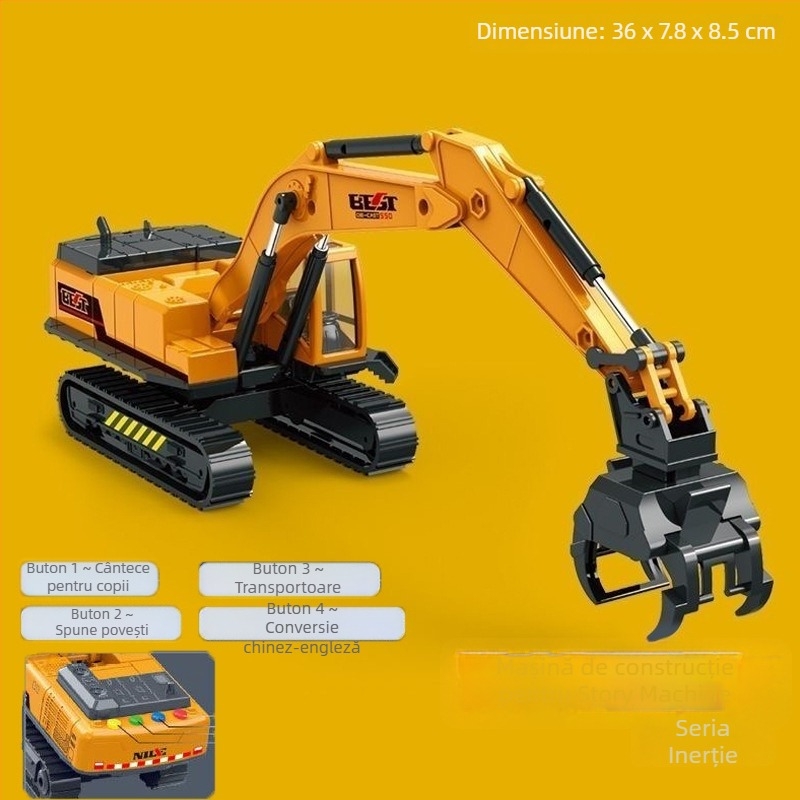 Story Machine vehicul educațional de inginerie, jucărie cu lumini și muzică, alimentat cu baterii, din plastic