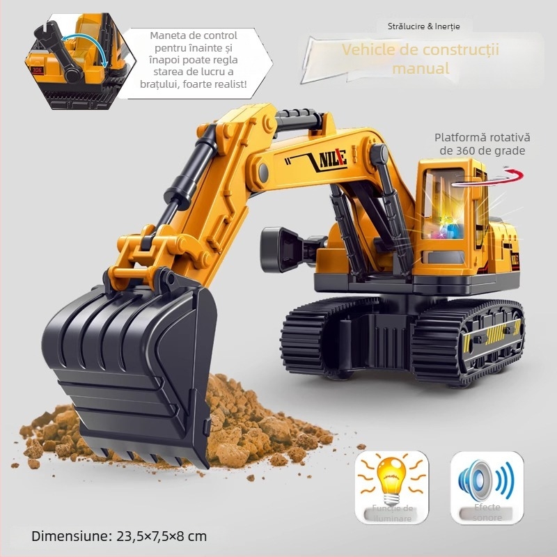 Story Machine vehicul educațional de inginerie, jucărie cu lumini și muzică, alimentat cu baterii, din plastic