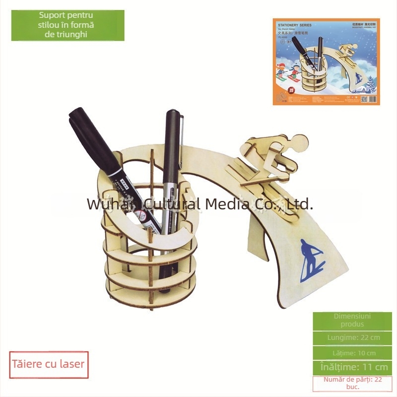 Quadruple puzzle 3D din lemn pentru copii 7–14 ani, ambalaj într-o pungă plasă