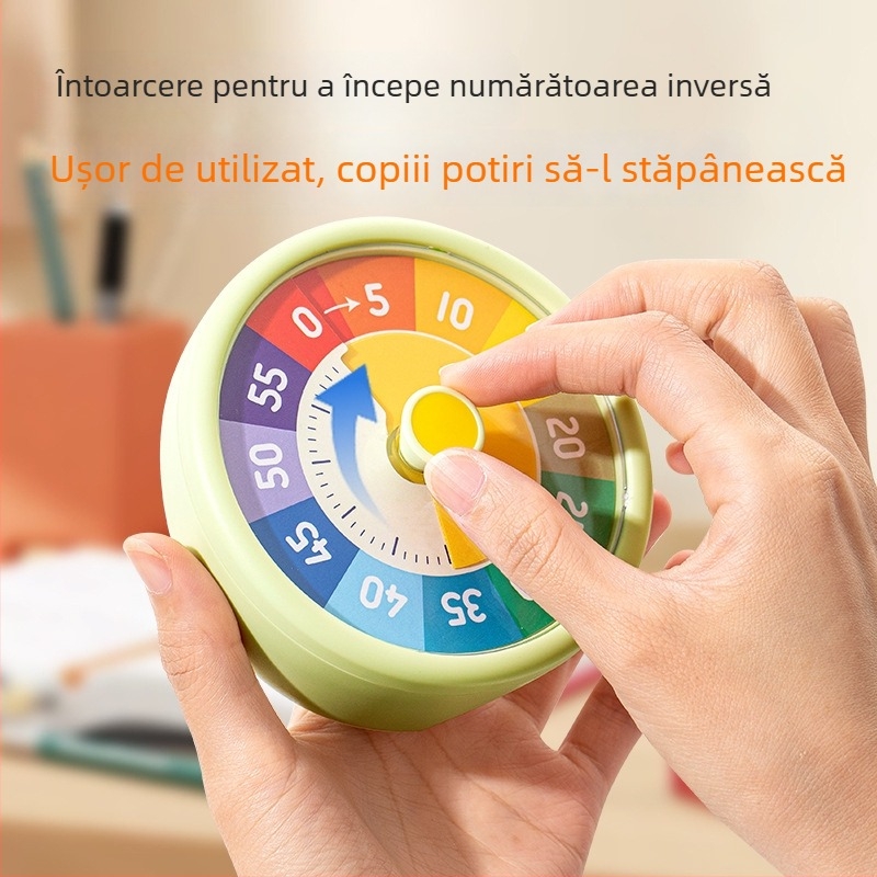 Ceas de clasă pentru copii cu cronometru vizual — ceas rotund din plastic, afișaj analog-digital