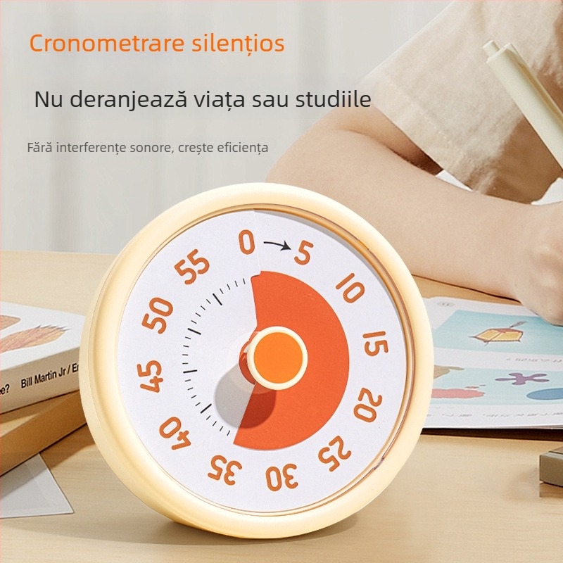 Ceas de clasă pentru copii cu cronometru vizual — ceas rotund din plastic, afișaj analog-digital