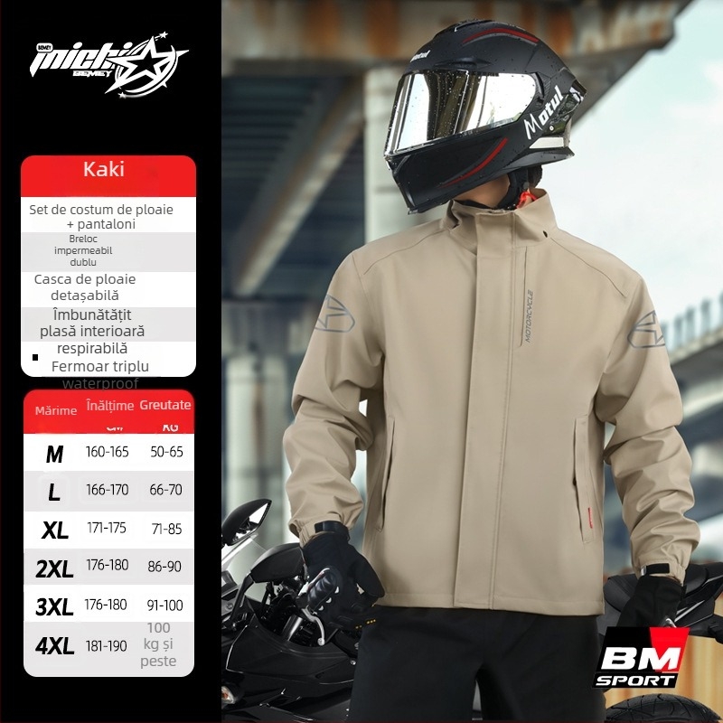 Beimei costum de ploaie pentru motocicletă, impermeabil, split, logo imprimat, țesătură Pongee, strat PVC, adult, 1 persoană