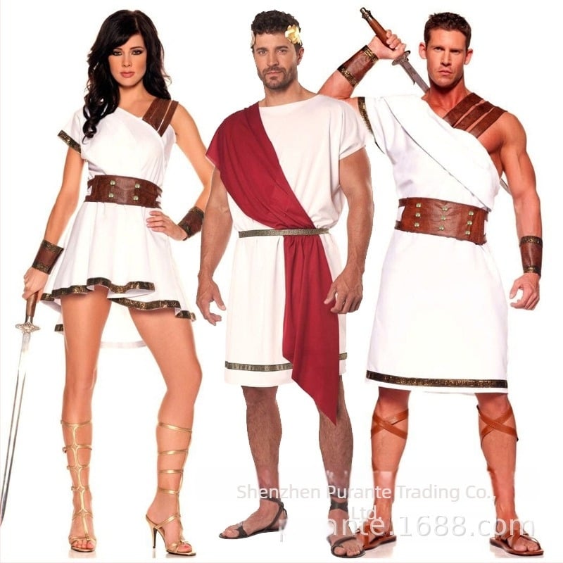 Costum de Halloween: cosplay antic grec rege gladiator, costum pentru cuplu, feminin, bumbac 30-50%, costum pentru scenă, lansare primăvara 2023