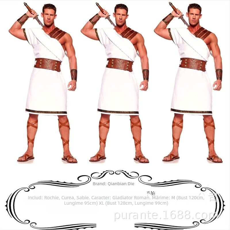Costum de Halloween: cosplay antic grec rege gladiator, costum pentru cuplu, feminin, bumbac 30-50%, costum pentru scenă, lansare primăvara 2023